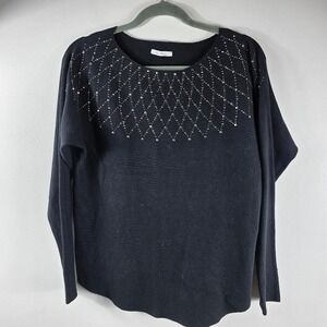 Vintage Vida Milano  Women's25 %‎ Wool Black Embellished Sweater